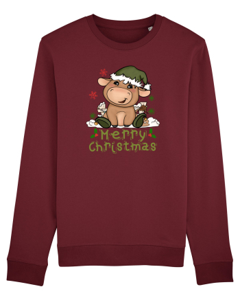 Vacă drăguță Merry Christmas HO HO HO Burgundy