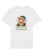 Vacă drăguță Merry Christmas HO HO HO Tricou mânecă scurtă Unisex Rocker