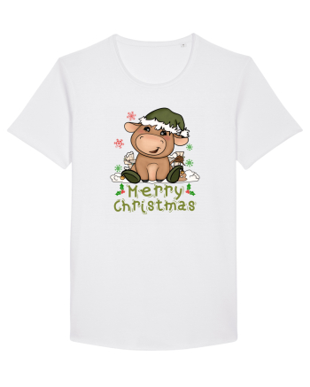 Vacă drăguță Merry Christmas HO HO HO White