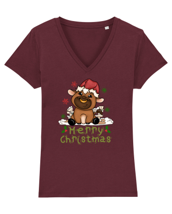 Merry Christmas HO HO HO cu Văcuțe Burgundy