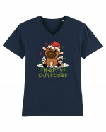 Merry Christmas HO HO HO cu Văcuțe Tricou mânecă scurtă guler V Bărbat Presenter