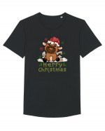 Merry Christmas HO HO HO cu Văcuțe Tricou mânecă scurtă guler larg Bărbat Skater