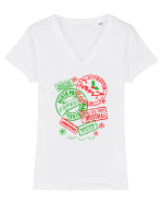 Ștampilat de Moș Crăciun Tricou mânecă scurtă guler V Damă Evoker