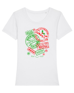 Ștampilat de Moș Crăciun Tricou mânecă scurtă guler larg fitted Damă Expresser