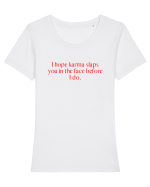 i hope karma... Tricou mânecă scurtă guler larg fitted Damă Expresser