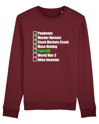 65 Year Old Funny Birthday Checklist Burgundy