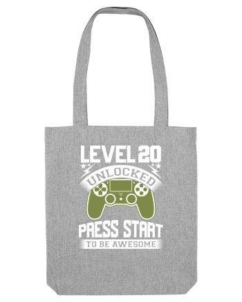 Level 20 Unlocked Press Start To Be Awesome Heather Grey