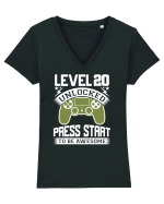 Level 20 Unlocked Press Start To Be Awesome Tricou mânecă scurtă guler V Damă Evoker