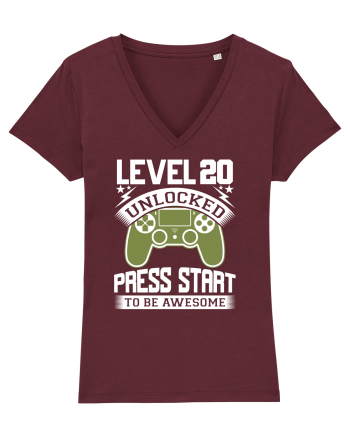 Level 20 Unlocked Press Start To Be Awesome Burgundy