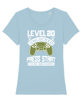 Level 20 Unlocked Press Start To Be Awesome Sky Blue