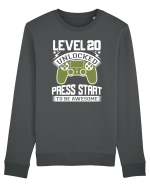 Level 20 Unlocked Press Start To Be Awesome Bluză mânecă lungă Unisex Rise