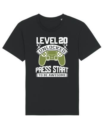Level 20 Unlocked Press Start To Be Awesome Black