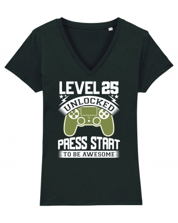 Level 25 Unlocked Press Start To Be Awesome Black