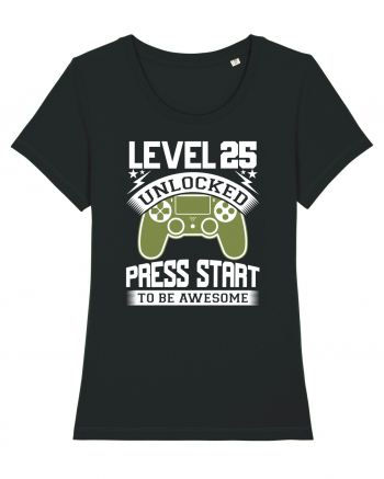 Level 25 Unlocked Press Start To Be Awesome Black