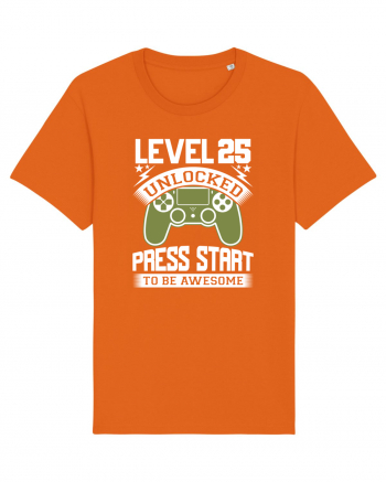 Level 25 Unlocked Press Start To Be Awesome Bright Orange
