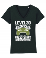 Level 30 Unlocked Press Start To Be Awesome Tricou mânecă scurtă guler V Damă Evoker