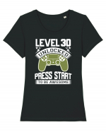 Level 30 Unlocked Press Start To Be Awesome Tricou mânecă scurtă guler larg fitted Damă Expresser