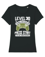 Level 30 Unlocked Press Start To Be Awesome Tricou mânecă scurtă guler larg fitted Damă Expresser