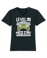 Level 30 Unlocked Press Start To Be Awesome Tricou mânecă scurtă guler V Bărbat Presenter
