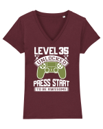 Level 35 Unlocked Press Start To Be Awesome Tricou mânecă scurtă guler V Damă Evoker