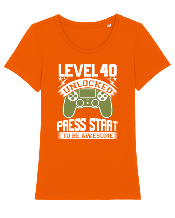 Level 40 Unlocked Press Start To Be Awesome Bright Orange