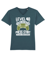 Level 40 Unlocked Press Start To Be Awesome Tricou mânecă scurtă guler V Bărbat Presenter