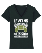 Level 45 Unlocked Press Start To Be Awesome Tricou mânecă scurtă guler V Damă Evoker