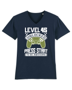 Level 45 Unlocked Press Start To Be Awesome Tricou mânecă scurtă guler V Bărbat Presenter