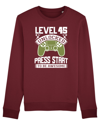Level 45 Unlocked Press Start To Be Awesome Burgundy