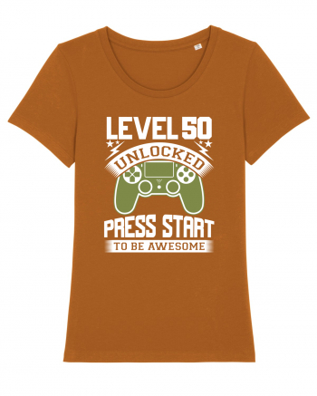 Level 50 Unlocked Press Start To Be Awesome Roasted Orange