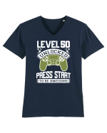 Level 50 Unlocked Press Start To Be Awesome Tricou mânecă scurtă guler V Bărbat Presenter