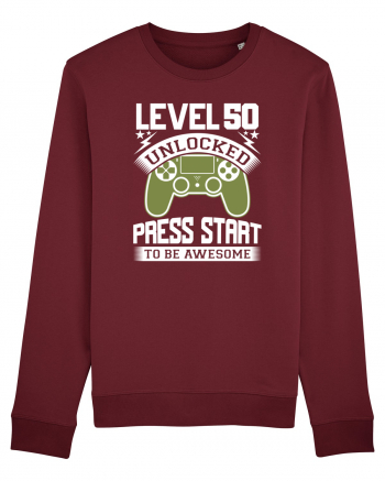 Level 50 Unlocked Press Start To Be Awesome Burgundy