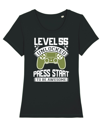 Level 55 Unlocked Press Start To Be Awesome Black