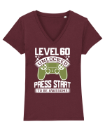 Level 60 Unlocked Press Start To Be Awesome Tricou mânecă scurtă guler V Damă Evoker