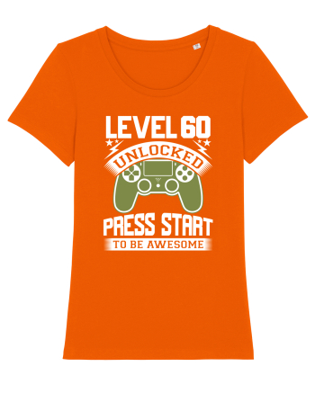 Level 60 Unlocked Press Start To Be Awesome Bright Orange
