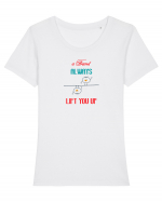 Prietenul la nevoie se cunoaște Tricou mânecă scurtă guler larg fitted Damă Expresser