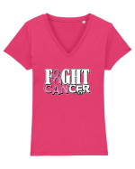 Fight Cancer Tricou mânecă scurtă guler V Damă Evoker