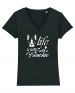 Frenchie Tricou mânecă scurtă guler V Damă Evoker