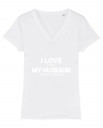 Love my husband Tricou mânecă scurtă guler V Damă Evoker