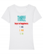 Trei lucruri care aduc fericirea Tricou mânecă scurtă guler larg fitted Damă Expresser