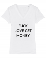 fuck love get money Tricou mânecă scurtă guler V Damă Evoker