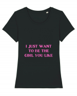 i just want to be the girl... Tricou mânecă scurtă guler larg fitted Damă Expresser