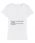 you know, i m actually terrible... Tricou mânecă scurtă guler V Damă Evoker