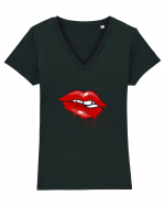 Red bloody lips Tricou mânecă scurtă guler V Damă Evoker