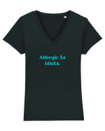 allergic to idiots Tricou mânecă scurtă guler V Damă Evoker