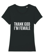 thank good i m female Tricou mânecă scurtă guler larg fitted Damă Expresser