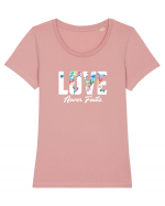 Love never fails Tricou mânecă scurtă guler larg fitted Damă Expresser