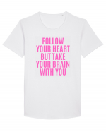 follow your heart but take your brain with you Tricou mânecă scurtă guler larg Bărbat Skater