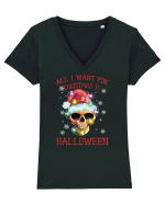 All Want For Christmas Is Halloween Tricou mânecă scurtă guler V Damă Evoker