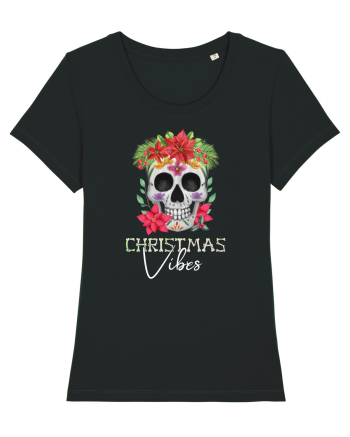 Christmas Vibes Skeleton Skull Black